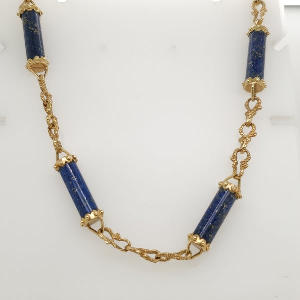 Vintage 14kt Yellow Gold and Lapis Necklace