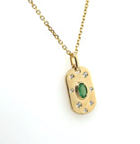 0.36 Ctw14kt Yellow Gold Emerald And Diamond Pendant