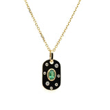 0.36 Ctw14kt Yellow Gold Emerald And Diamond Pendant