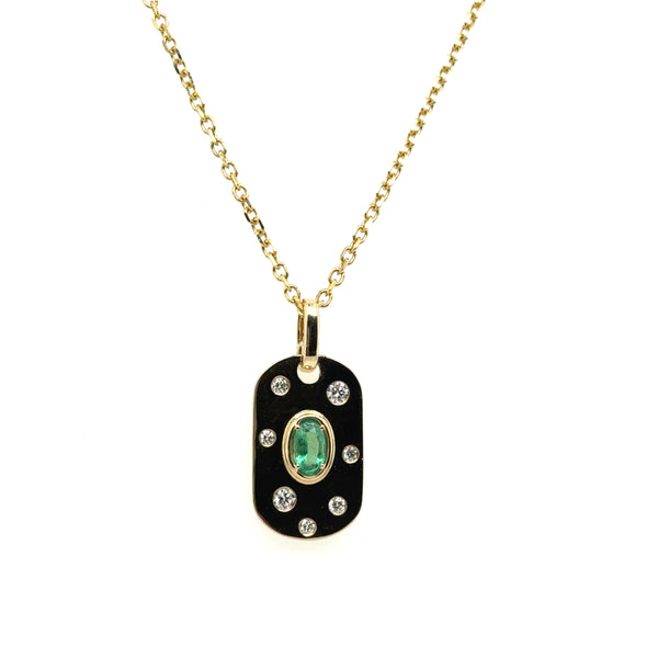 0.36 Ctw14kt Yellow Gold Emerald And Diamond Pendant