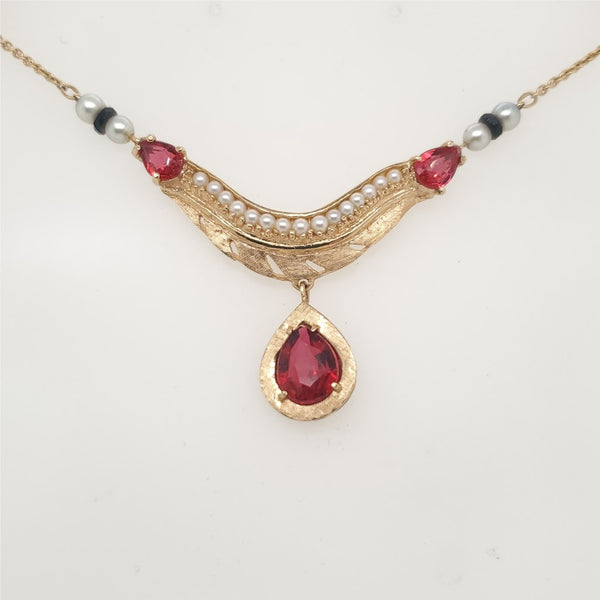 Vintage Pearl and Color Stone Necklace