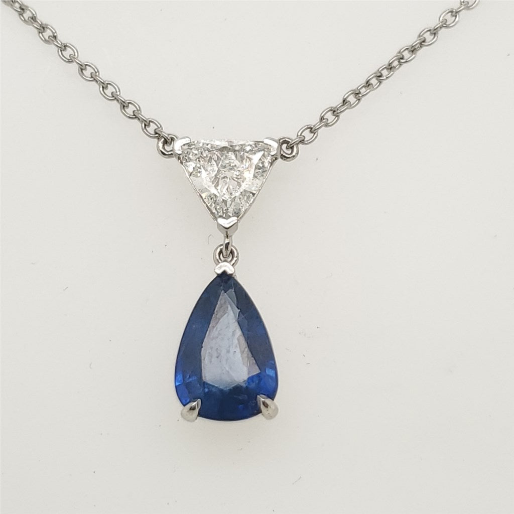 Platinum Sapphire and Diamond Necklace