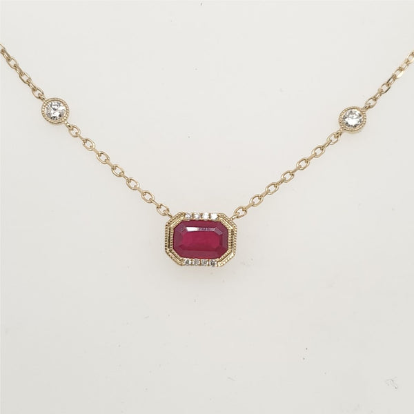 14kt Yellow Gold Ruby and Diamond Necklace