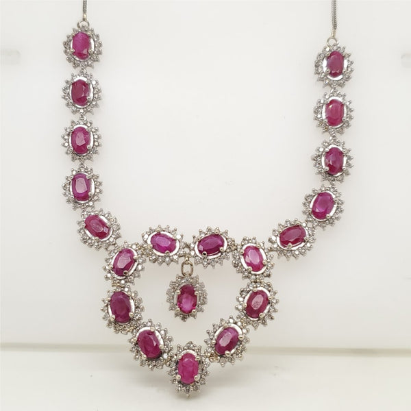 14kt White Gold Ruby & Diamond Necklace