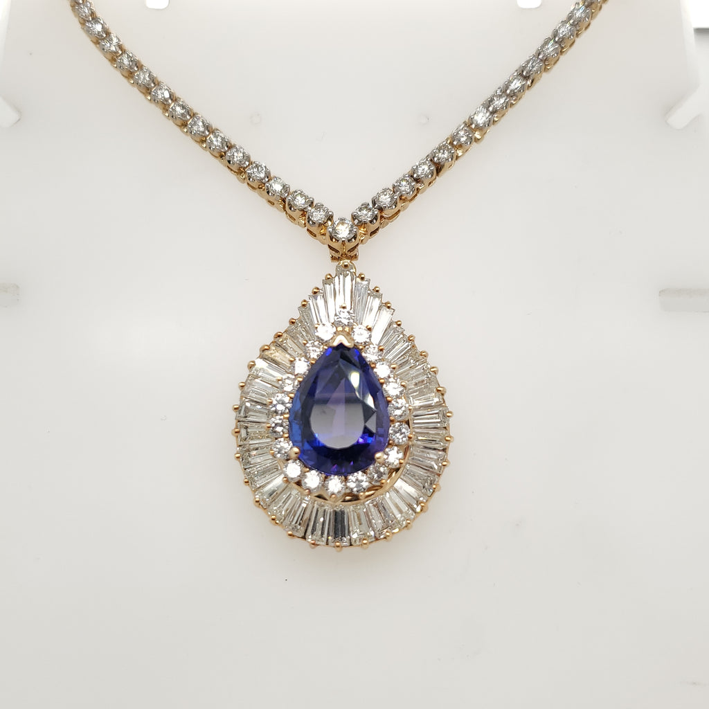 14kt Yellow Gold Tanzanite and Diamond Necklace