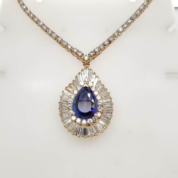 14kt Yellow Gold Tanzanite and Diamond Necklace