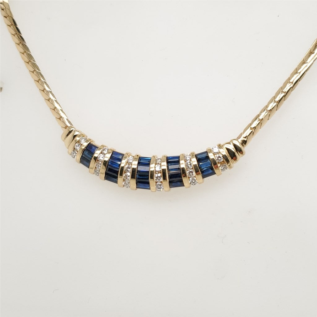14kt Yellow Gold Sapphire and Diamond Collar Necklace