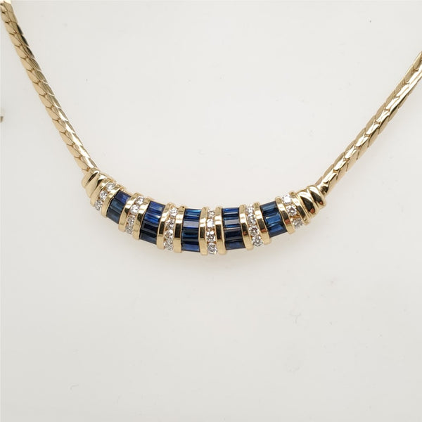 14kt Yellow Gold Sapphire and Diamond Collar Necklace