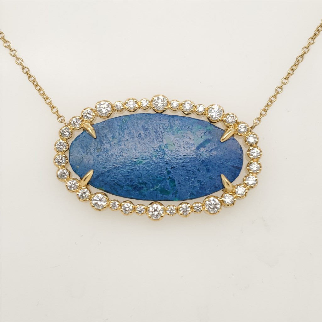 18Kt Gold And Diamond Color Stone Neckalce