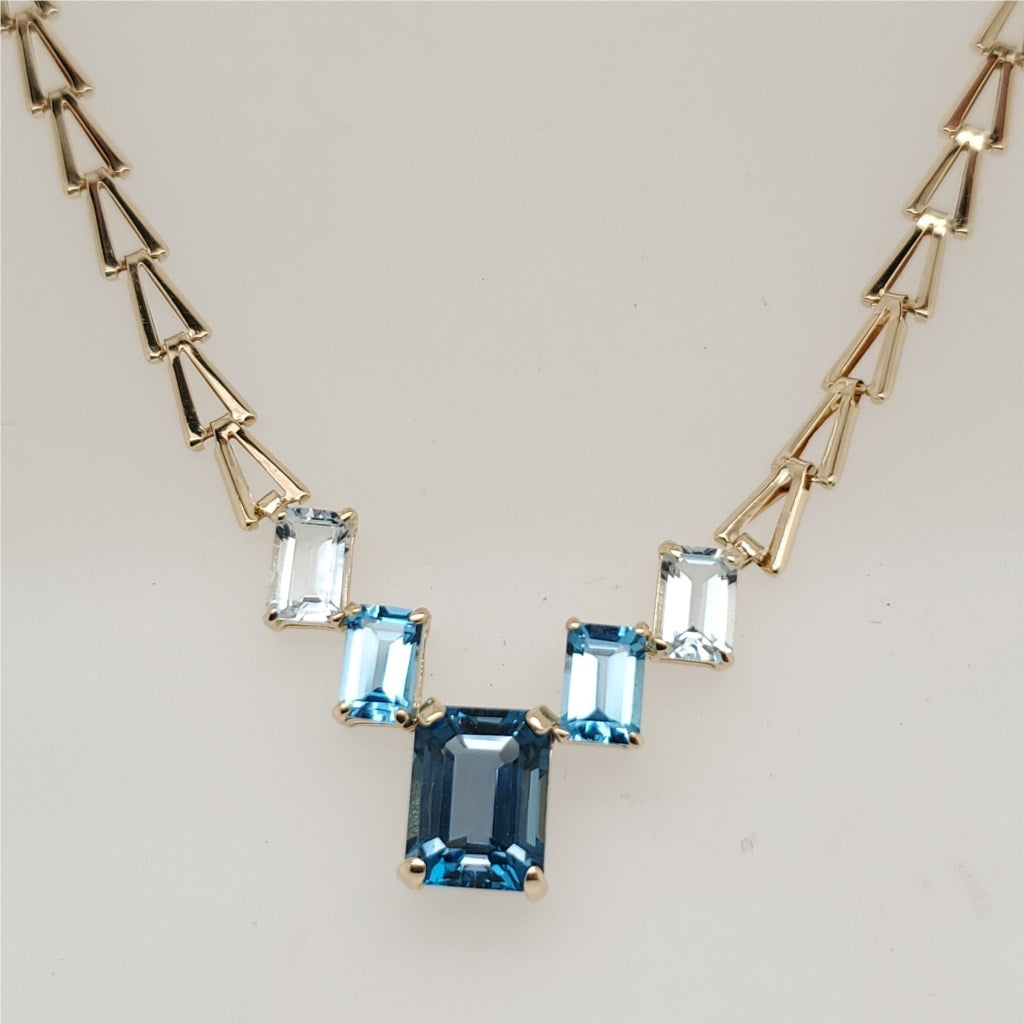14kt Yellow Gold Blue Topaz Necklace