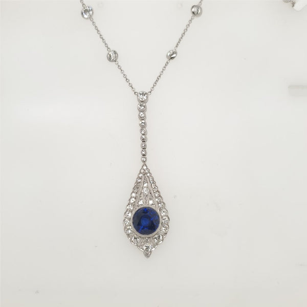 Platinum Sapphire and Diamond Necklace