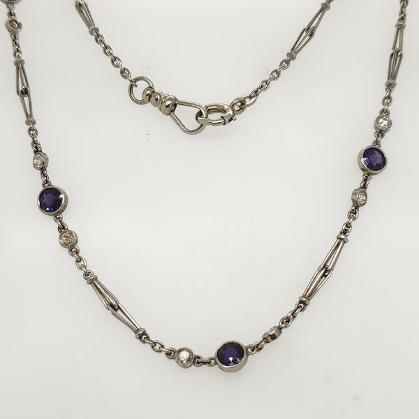 Art Deco Platinum Sapphire and Diamond Necklace