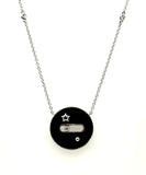 0.15 Ctw 14Kt White Gold Black Onyx And Diamond Necklace