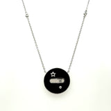 0.15 Ctw 14Kt White Gold Black Onyx And Diamond Necklace