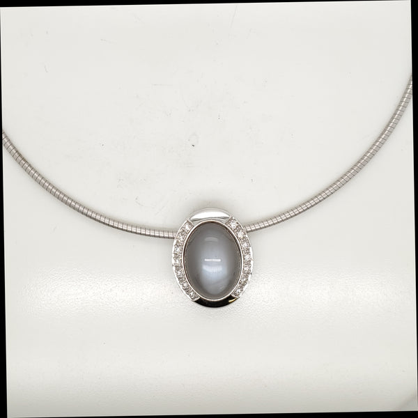 14kt White Gold Star Sapphire and Diamond Necklace