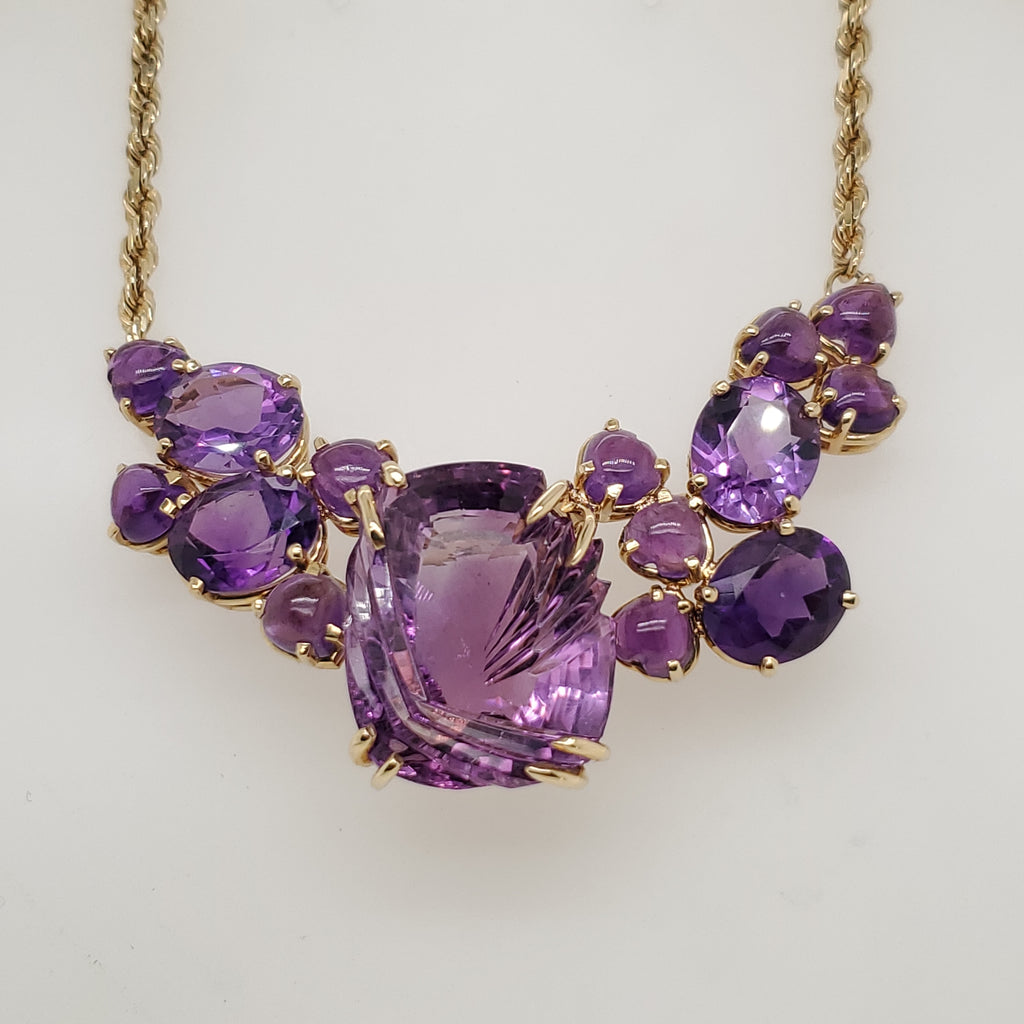 14kt Yellow Gold Amethyst Necklace