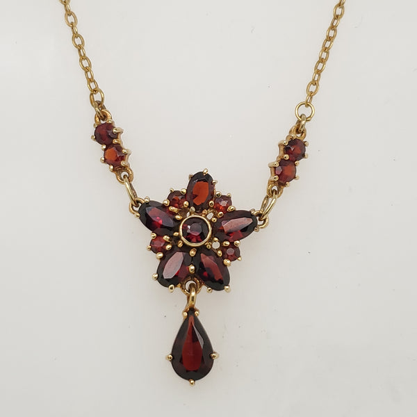 14kt Yellow Gold Garnet Necklace