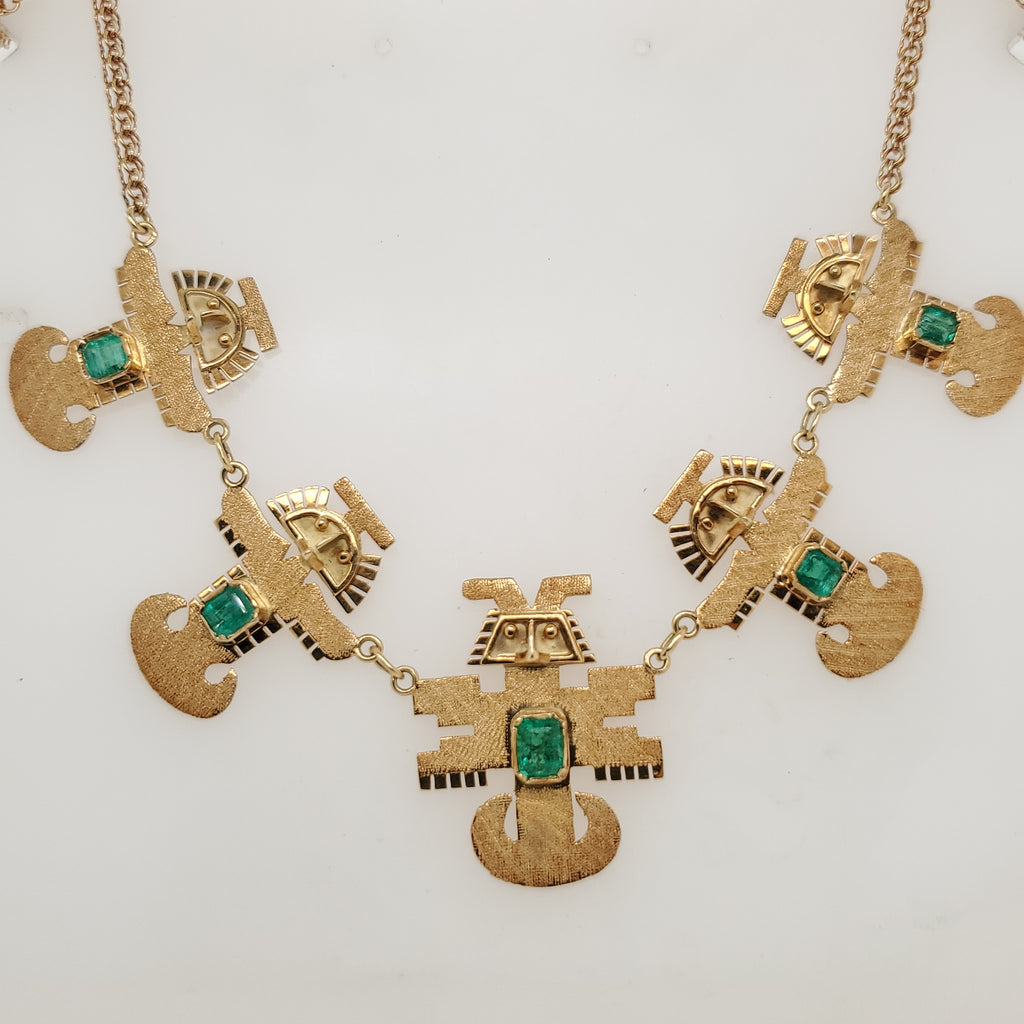 South American 18kt Yellow Gold and Emerald Necklace