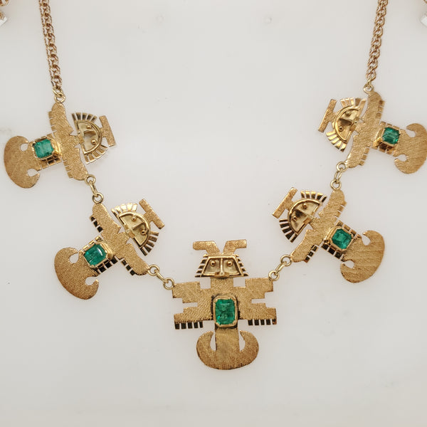 South American 18kt Yellow Gold and Emerald Necklace