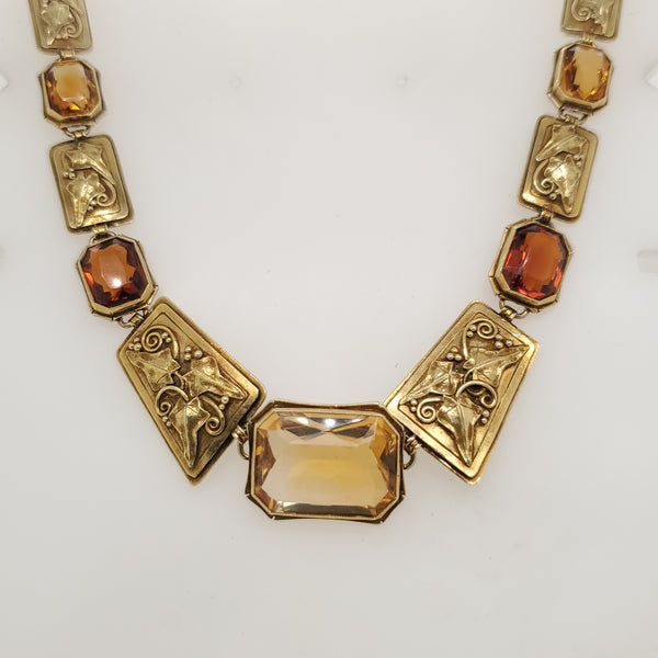 Antique 18kt Yellow Gold Citrine Necklace