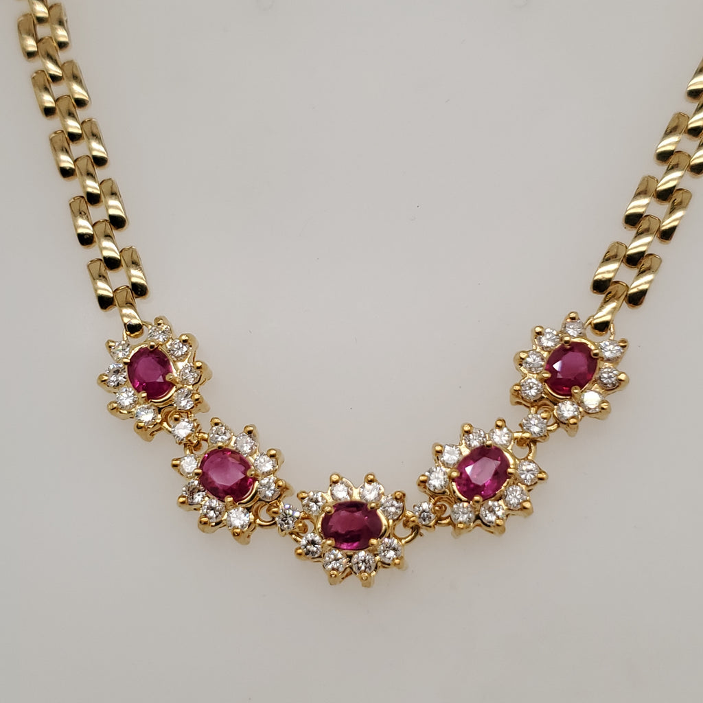 14kt Yellow Gold Ruby and Diamond Necklace
