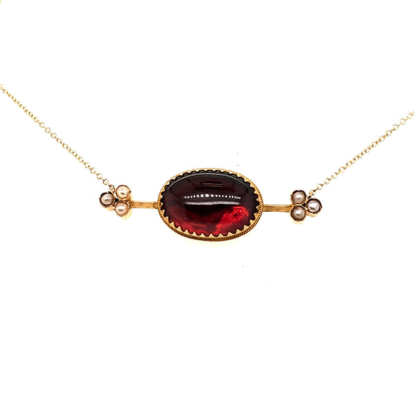 Vintage 14kt Yellow Gold Amethyst and Pearl Necklace
