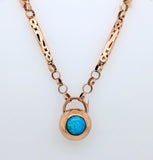 14K Rose Gold Garnet and Opal Pendant on Pocketwatch Chain