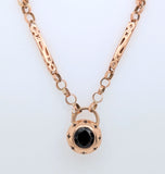 14K Rose Gold Garnet and Opal Pendant on Pocketwatch Chain