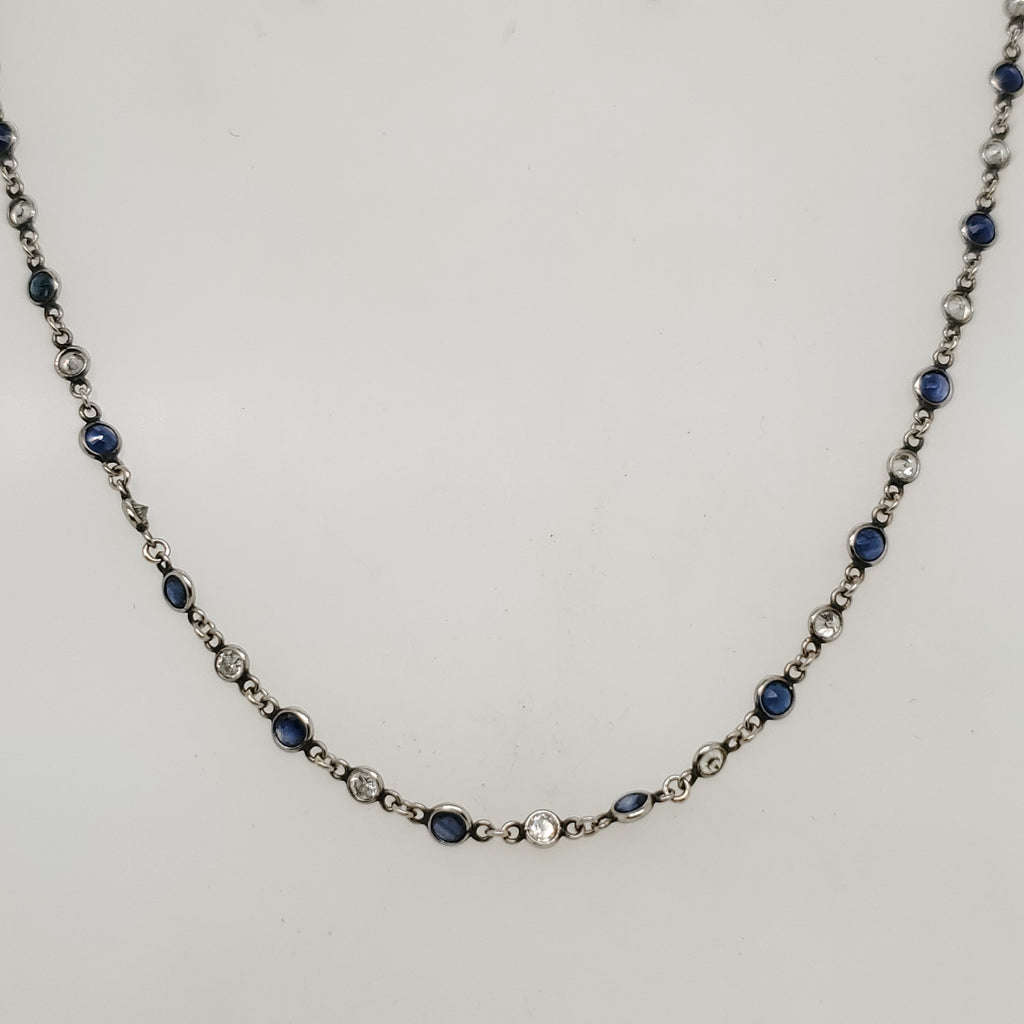 Platinum Diamond and Sapphire Neckalce