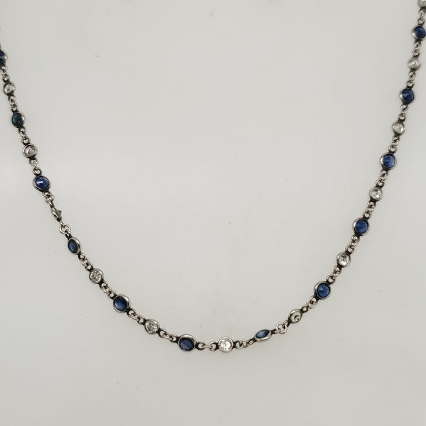 Platinum Diamond and Sapphire Neckalce