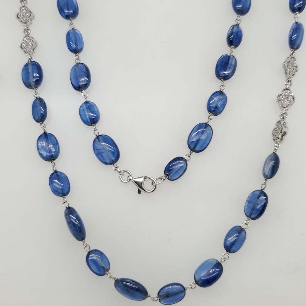 18kt White Gold Diamond and Sapphire 48"" Necklace