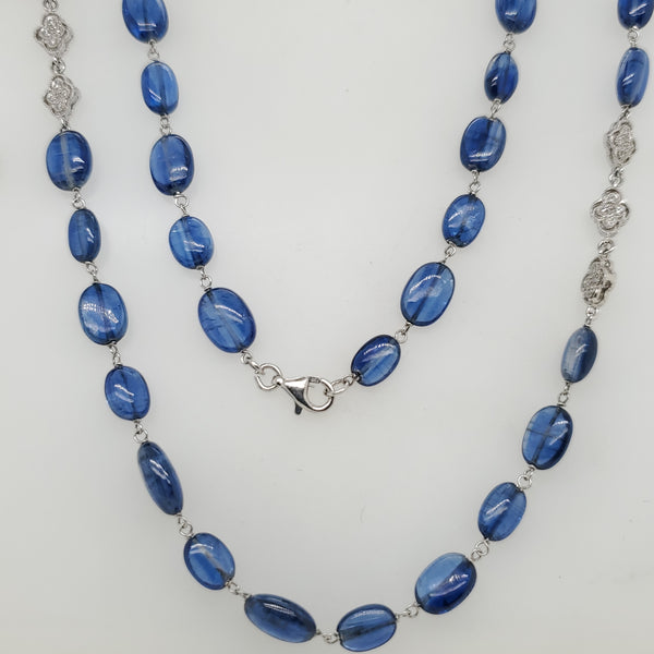 18kt White Gold Diamond and Sapphire 48"" Necklace
