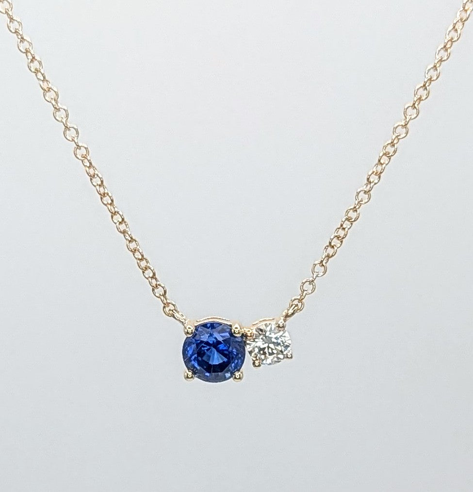 14K Yellow Gold Sapphire and Diamond Pendant