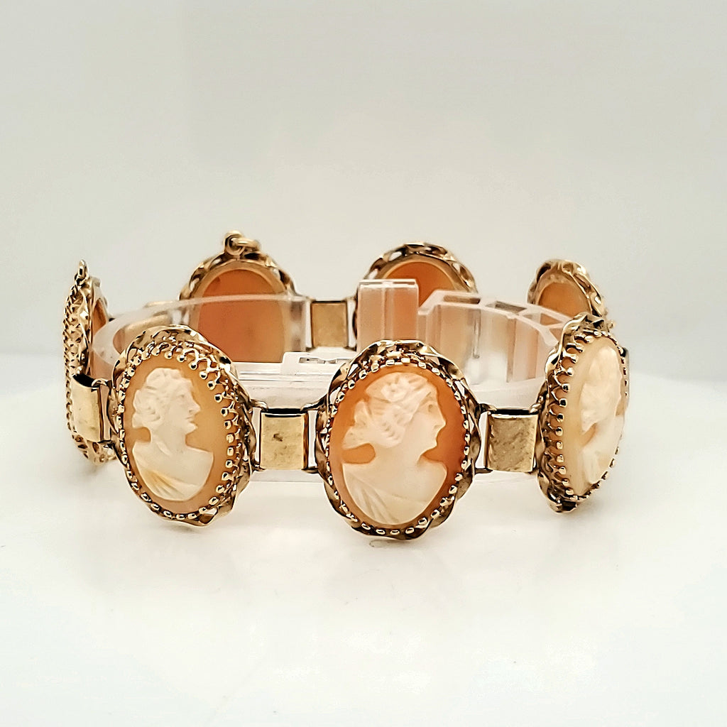 Vintage 14kt Yellow Gold Cameo Bracelet