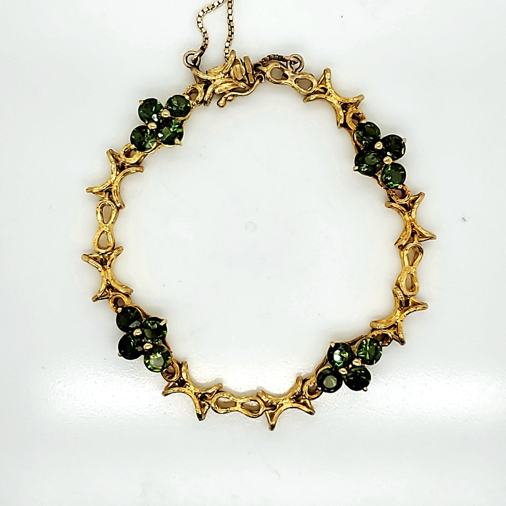 18kt Yellow gold and Green Tourmaline Bracelet