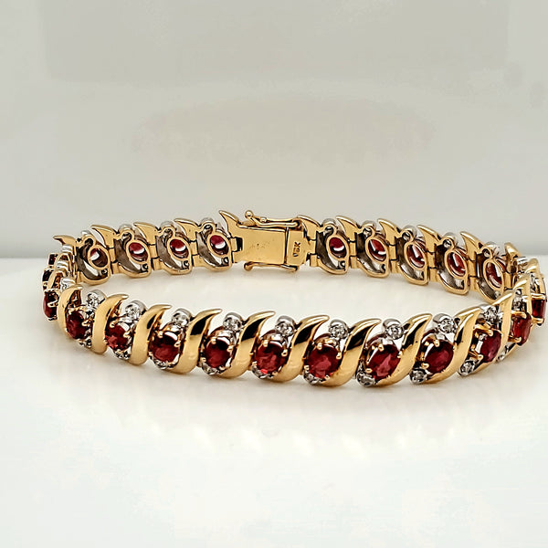 18kt Yellow Gold Unheated Ruby and Diamond Bracelet