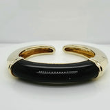 14kt Yellow Gold and Onyx Hinged Cuff Bracelet