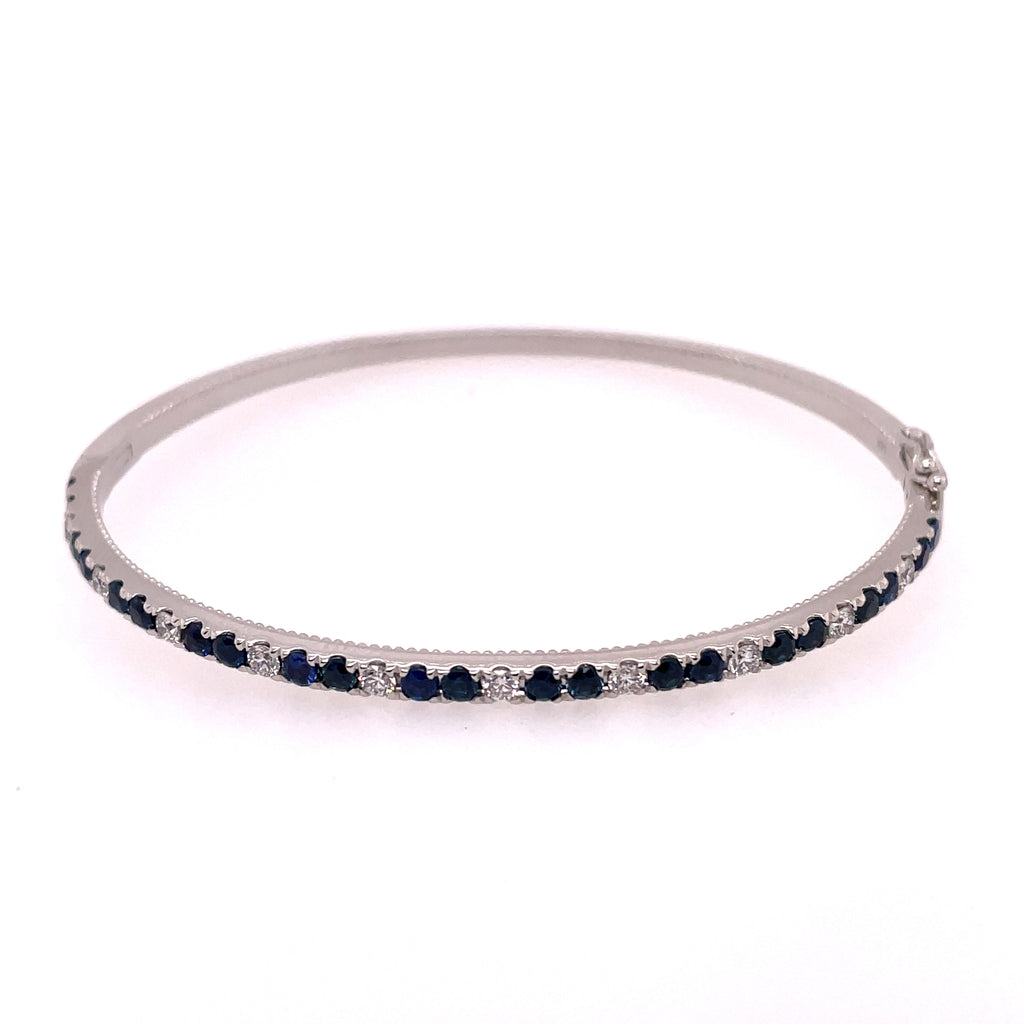 14kt White Gold Sapphire And Diamond Bangle Bracelet