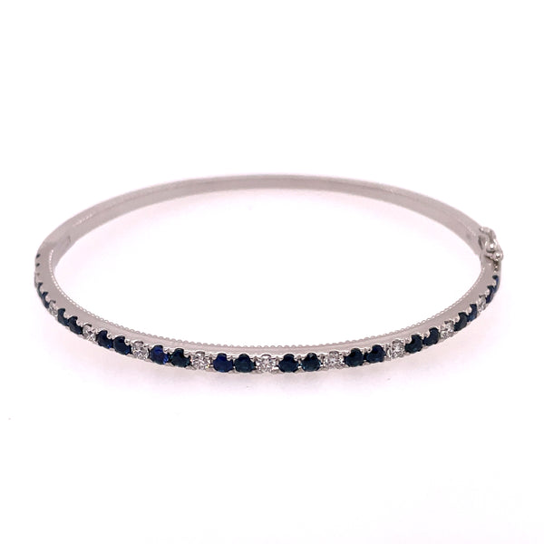14kt White Gold Sapphire And Diamond Bangle Bracelet