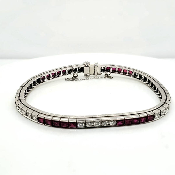 Platinum Ruby and Diamond Bracelet