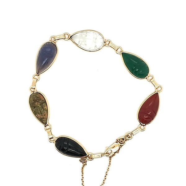 Vintage Unique 14kt Yellow Gold Scarab Bracelet