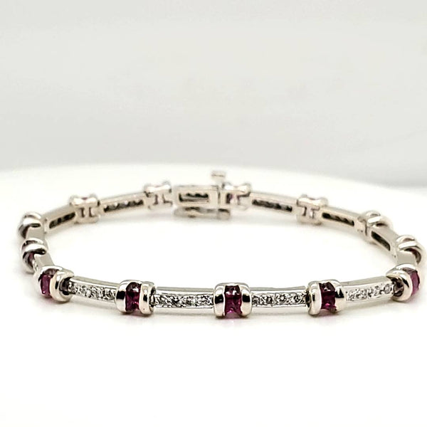 14kt White Gold Ruby & Diamond Bracelet