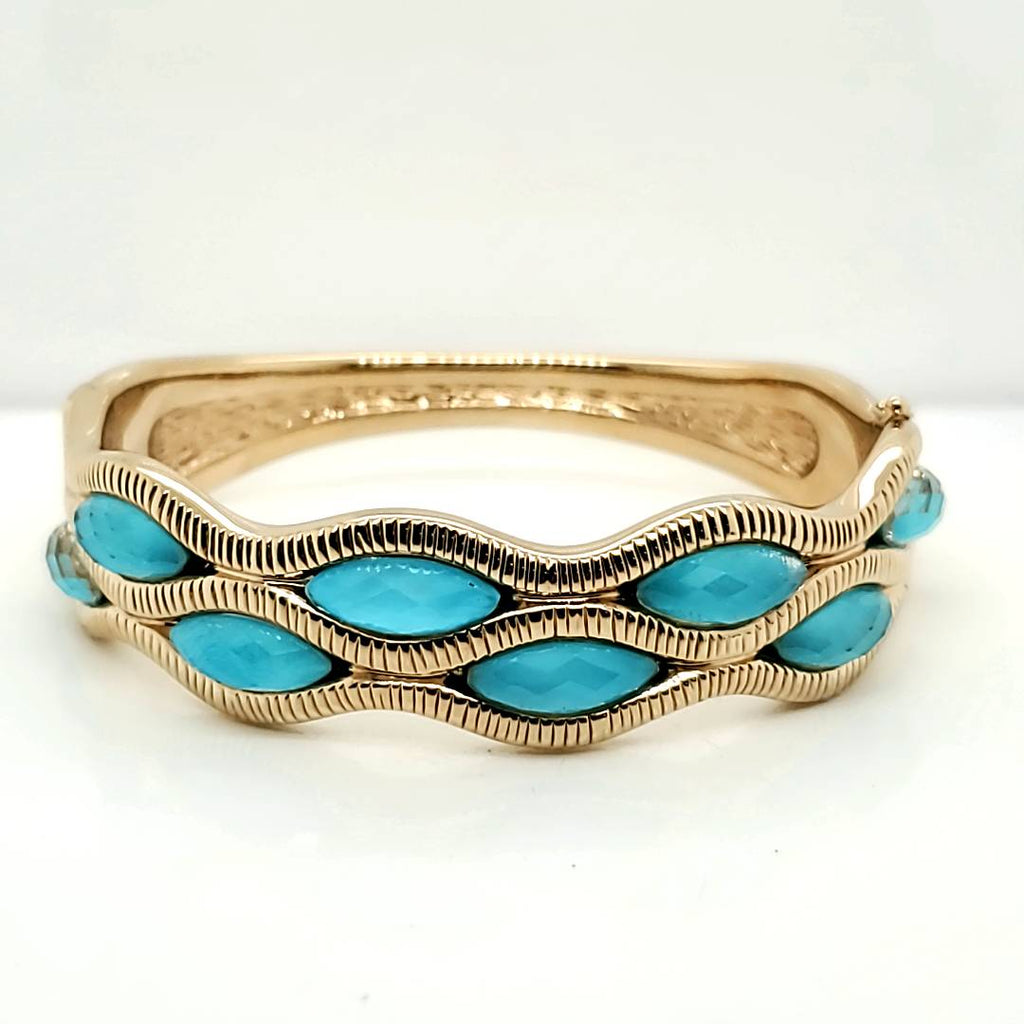 14kt Yellow Gold Turquoise Bangle Bracelet