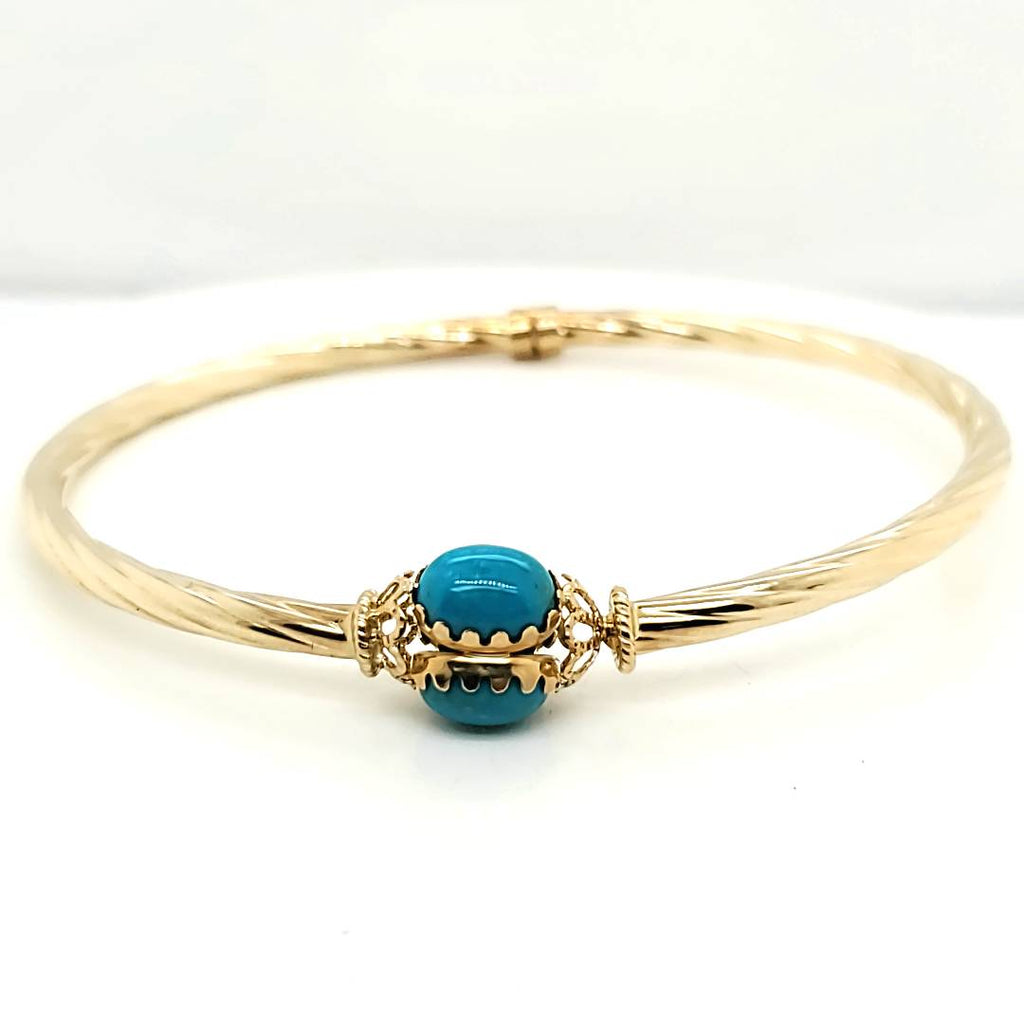 14kt Yellow Gold Turquoise Bangle Bracelet