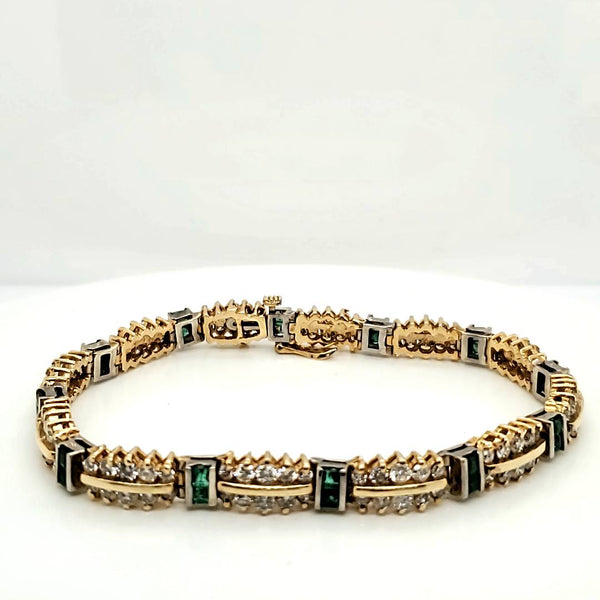 14kt Yellow Gold Emerald and Diamond Bracelet