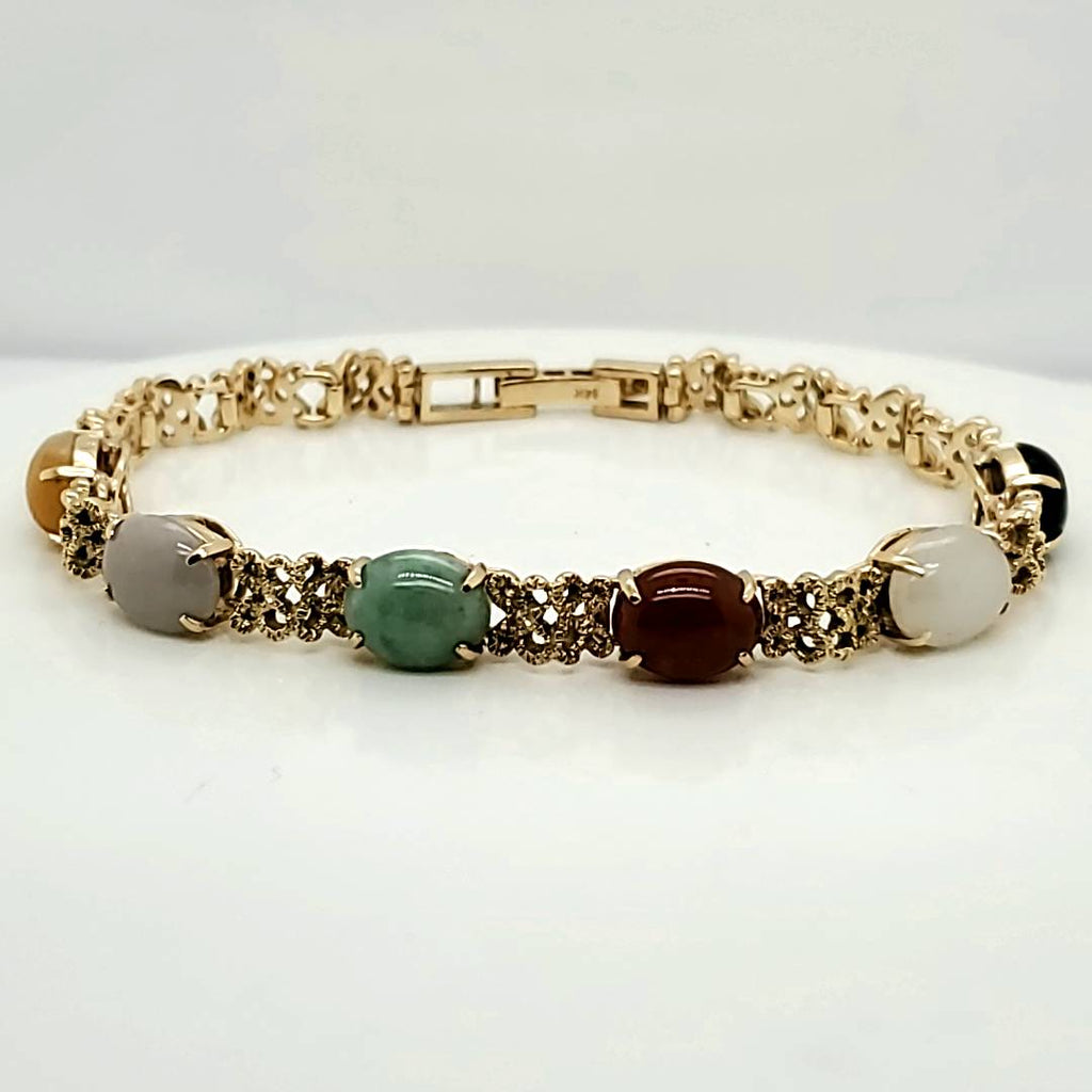 14kt Yellow Gold Colored Jade Bracelet