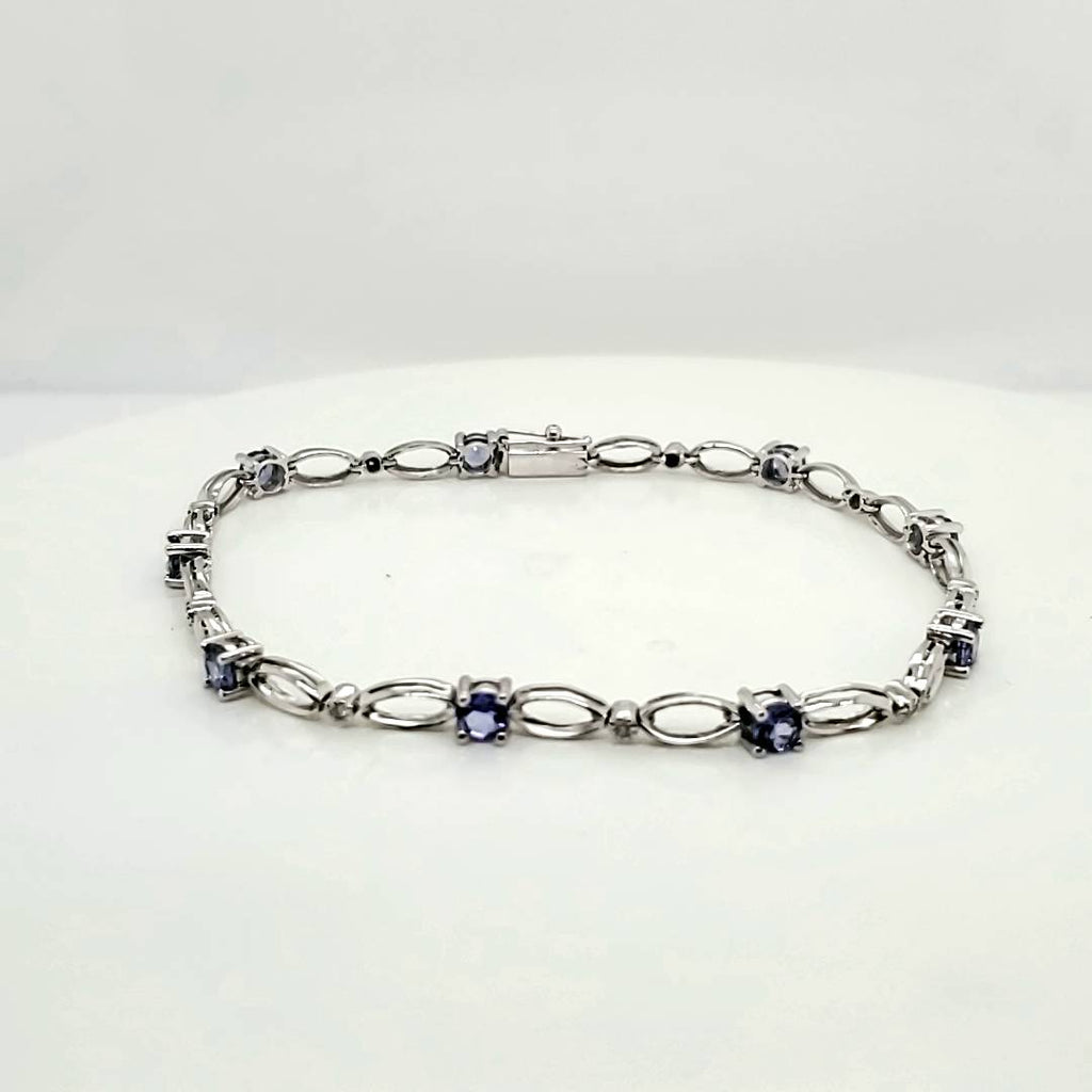 14kt White Gold Tanzanite and Diamond Bracelet