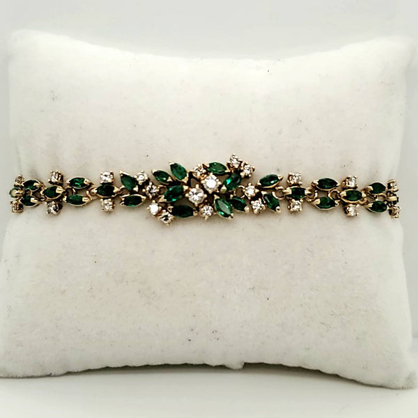 14kt Yellow Gold Emerald and Diamond Bracelet