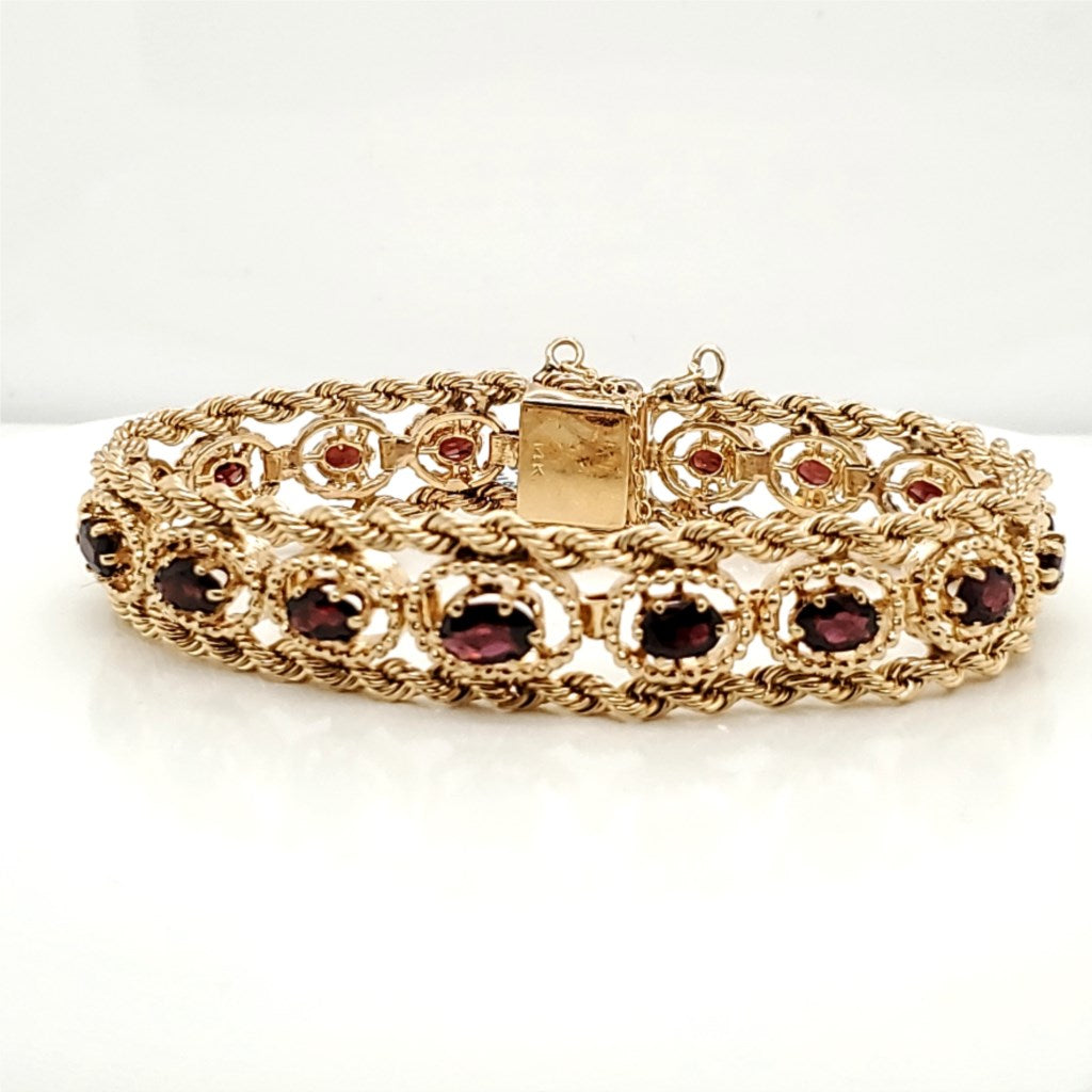 14kt Yellow Gold Garnet Bracelet