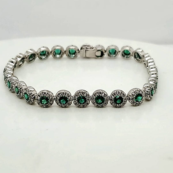 Gregg Ruth 18kt White Gold Emerald and Diamond Bracelet